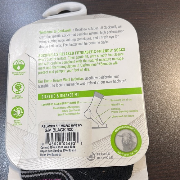 Sockwell Relaxed fit micro diabetic friendly merino wool ankle socks in black - Picture 4 of 6